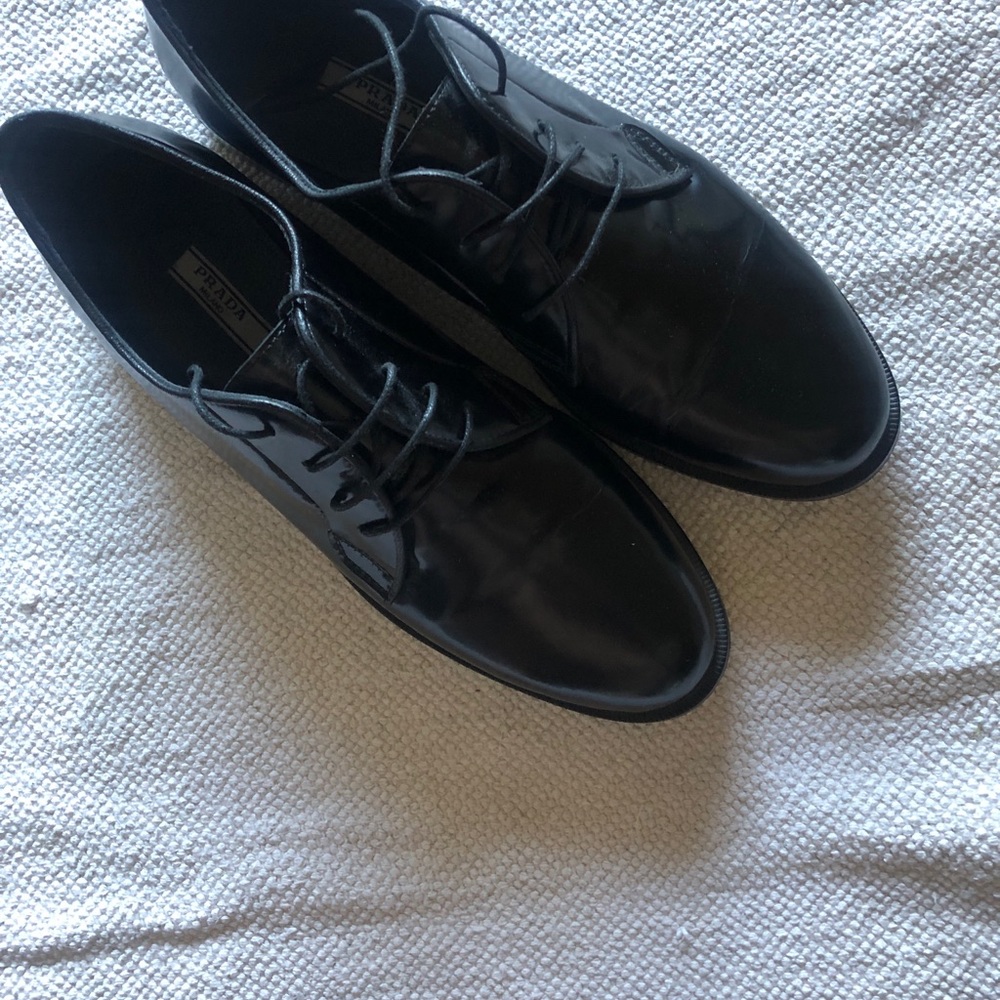 Prada Black Leather Women's Oxfords - Picture 3 of 10